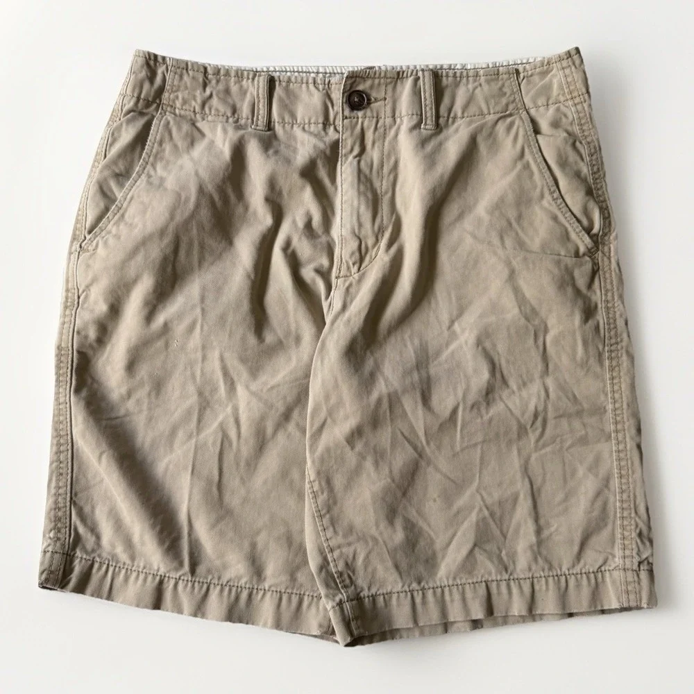 American Eagle Outfitters Men's Classic Beige Cotton Cargo Shorts Button Pockets